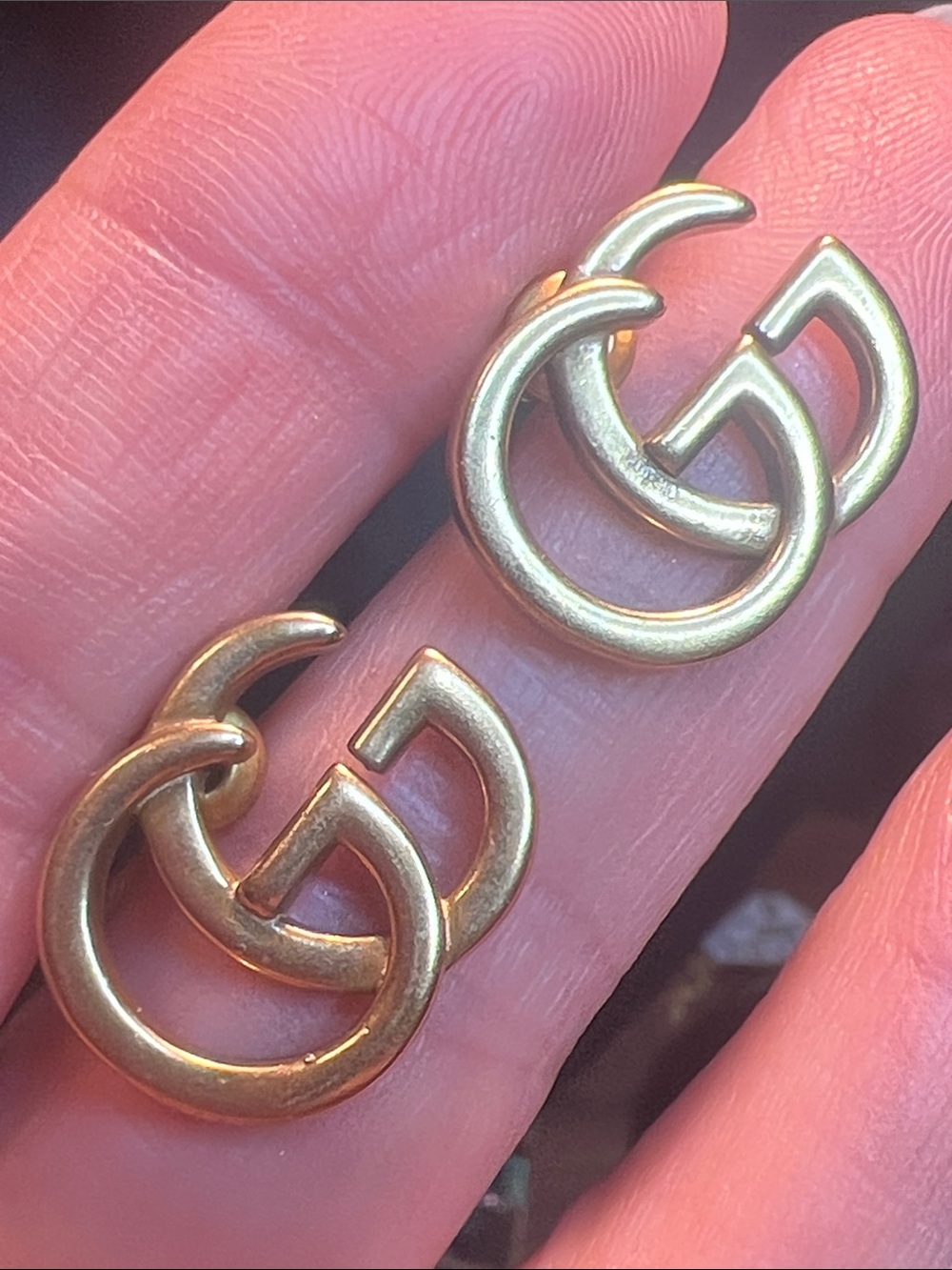 Interlocking Double-G Style Gold Tone Stud Earrings